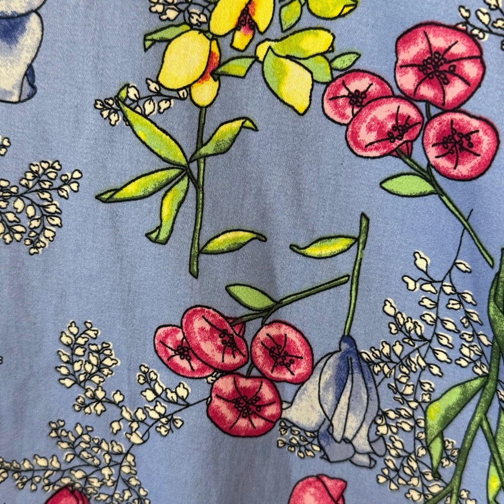 Talbots Blue with Red and Yellow Floral Sleeveless Midi Dress SKU0361 - Picture 8 of 10
